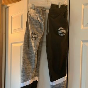 Two PINK Skinny Joggers Black and Gray XS (Lot 2)